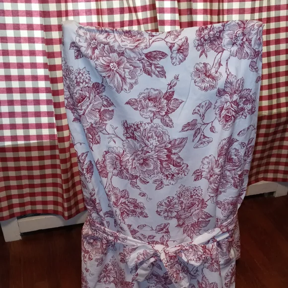 4 Wonderful French Country Farm Tile Cotton Tie back Dining Chair Slip Covers! - Picture 5 of 5